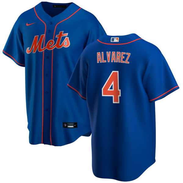 Men%27s New York Mets #4 Francisco Alvarez Royal Cool Base Stitched Baseball Jersey Dzhi